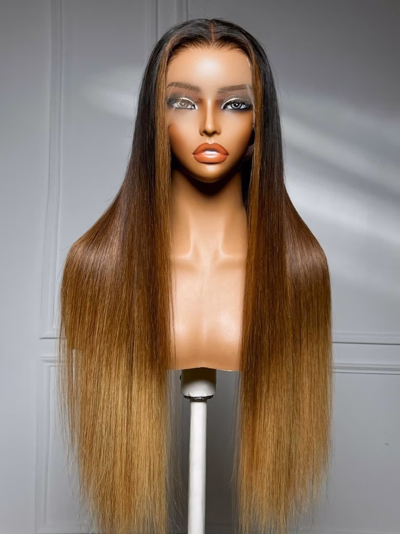 UNice 360 HD Lace Real Scalp™ Brown to Honey Blonde Ombre Silky Straight Wig with Dark Roots